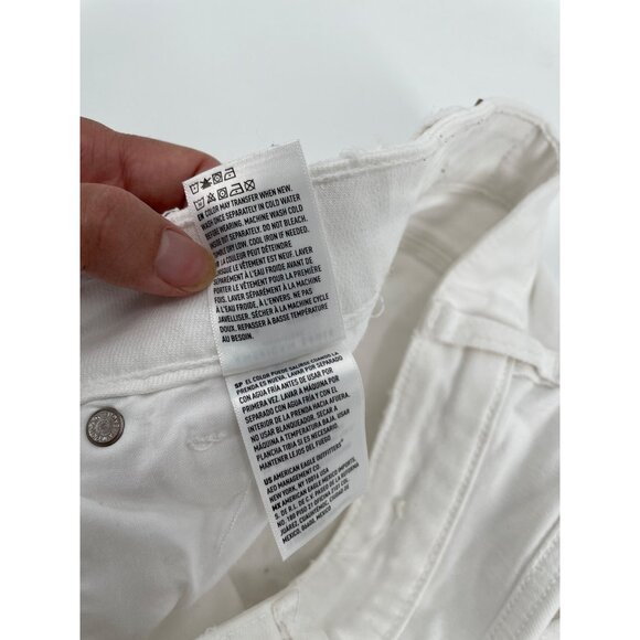 American Eagle Womens Size 2 Mom Straight Jeans Stretch Distressed White Casual - Picture 6 of 11